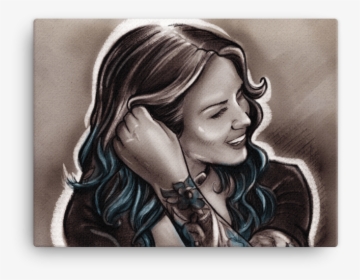 Casual Blue Hair & Tattoo Girl Canvas - Hair Tattoo, HD Png Download, Transparent PNG