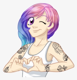 Tattoo Girl Stickers - Cartoon, HD Png Download, Transparent PNG