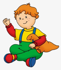 Caillou S Friend Leo Holding Toy Dinosaur Png - Caillou Leo And Clementine, Transparent Png, Transparent PNG