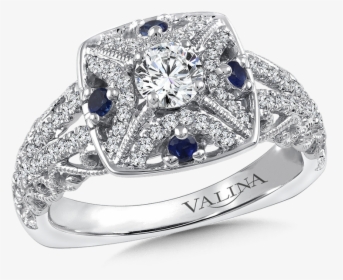Valina Diamond And Blue Sapphire Halo Engagement Ring - Engagement Ring Swirl Band, HD Png Download, Transparent PNG
