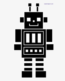 Facebook Clipart Black And White - Black And White Robot Clipart, HD Png Download, Transparent PNG