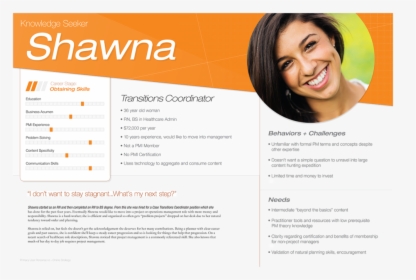 Pmi Persona Shawna - Project Coordinator Personas Behavior, HD Png Download, Transparent PNG
