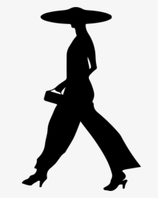 Silhouette Walking Can Stock Photo Woman - Women With A Hat Silhouette, HD Png Download, Transparent PNG