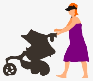 Mother Pushing Stroller Clip Art, HD Png Download, Transparent PNG