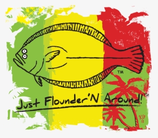 Rasta Flounder Short Sleeve T Shirt - Illustration, HD Png Download, Transparent PNG