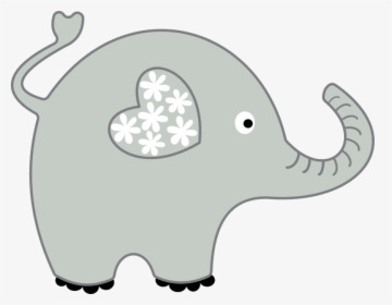 Cool Of Image Gray - Elephant With Heart Ear, HD Png Download, Transparent PNG