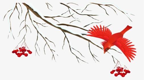 Branch Snow Clip Art - Winter Birds Clip Art, HD Png Download, Transparent PNG