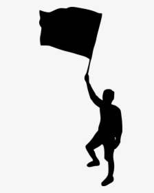 Man With Flag Silhouette Png, Transparent Png, Transparent PNG