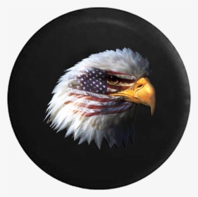 Waving American Flag And Bald Eagle Jeep Camper Spare - Eagle Head With American Flag, HD Png Download, Transparent PNG