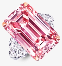 A Graff Emerald Cut Pink Diamond Ring With Heart Shape - Diamond, HD Png Download, Transparent PNG