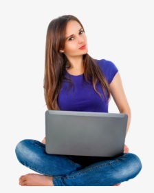 Women Sitting With Laptop Png Image - Woman With Laptop Png, Transparent Png, Transparent PNG