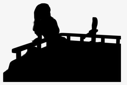Girl Sitting On Roof - Silhouette, HD Png Download, Transparent PNG