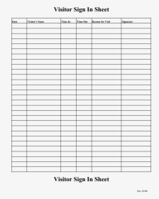 Blank Visitor Sign In Sheet - Half Hour Time Table, HD Png Download, Transparent PNG
