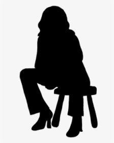 Woman Sitting On Stool - Woman Sitting Down Silhouette, HD Png Download, Transparent PNG