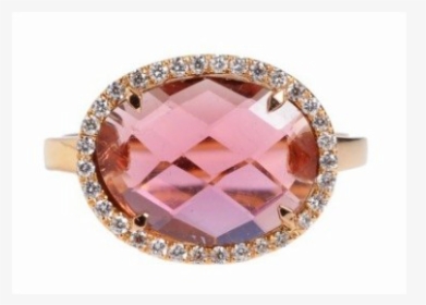 Suzanne Kalan Pink Tourmaline Ring With Diamond Halo - Engagement Ring, HD Png Download, Transparent PNG