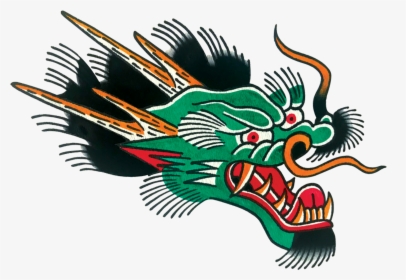 Transparent Dragon Tattoo Png - Traditional Dragon Head Design, Png Download, Transparent PNG