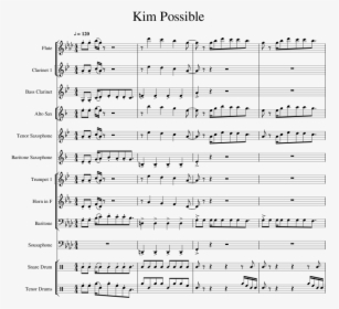 Kim Possible Intro Sheet Music For Flute, Clarinet, - Kim Possible Theme Song Clarinet, HD Png Download, Transparent PNG