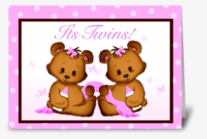 It S Twins Baby Girls Greeting Card - Twin Babies Twins Girls Baptism Clipart, HD Png Download, Transparent PNG