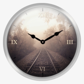 Train Tracks And Fog - Wall Clock, HD Png Download, Transparent PNG