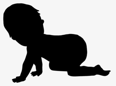Baby Silhouette Boy - Baby Crawling Clipart Black And White, HD Png Download, Transparent PNG