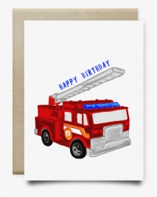 Fire Truck Kid S Happy Birthday Card - Fire Apparatus, HD Png Download, Transparent PNG