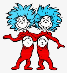 A Picture Of Dr Sesuss Thing 1 And Thing 2 Thinking - Dr Seuss Clip Art, HD Png Download, Transparent PNG