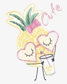 #pineapple #juice #drink #drinking #cute #text #art - Cute Pineapple Watermelon And Kiwi Clipart, HD Png Download, Transparent PNG