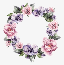 Modern Floral Garland Png Image - Transparent Background Watercolor Wreath Pink, Png Download, Transparent PNG