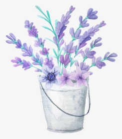 #flowers #bouquet #bucket #lavender - Lavender Bucket Png, Transparent Png, Transparent PNG