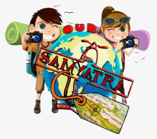 Boy And Girl Travelling Cartoon, HD Png Download, Transparent PNG