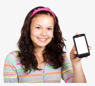 Girl With Mobile Phone Png Image - Girl With Mobile Png, Transparent Png, Transparent PNG