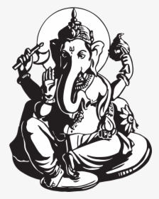 Ganesha Wall Decal Canvas Drawing - Ganesh Chaturthi Related Drawing, HD Png Download, Transparent PNG