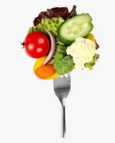 Fork With Fresh Salad - Vegetables On A Fork, HD Png Download, Transparent PNG