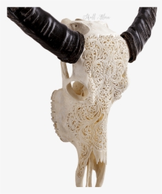 Indian Carving Buffalo , Png Download - Carved Cow Skull Xl Horns Glowing Mandala, Transparent Png, Transparent PNG