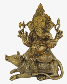 Brass Idampuri Vinayagar Sitting On Mouse Statue, 5 - Carving, HD Png Download, Transparent PNG