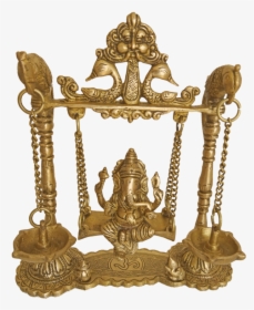 Brass Lord Ganesha Sitting In Peacock Julla With Diya, - Antique, HD Png Download, Transparent PNG