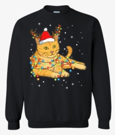 Christmas Lights Cat Wearing Santa Hat Funny Xmas Sweatshirt-vivianstores - Bmw E39 Christmas Sweater, HD Png Download, Transparent PNG