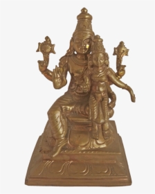 Panchaloha Lord Vishnu Sitting With Goddess Lakshmi - Bronze Sculpture, HD Png Download, Transparent PNG