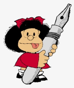 Mafalda Holding Giant Pen - Mafalda Png, Transparent Png, Transparent PNG