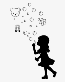Little Girl Blowing Bubbles Silhouette, HD Png Download, Transparent PNG