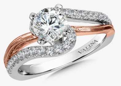 Valina Diamond Split Shank Engagement Ring Mounting - Pink Gold Engagement Rings, HD Png Download, Transparent PNG