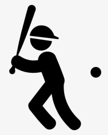 Baseball Player With Bat Ball And Cap - Playing Baseball Icon, HD Png Download, Transparent PNG