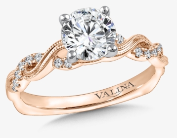 Valina Diamond Engagement Ring Mounting In 14k Rose - Engagement Rings W Sapphires, HD Png Download, Transparent PNG