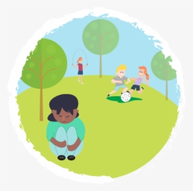 Girl Sitting Down Looking Sad While Other Kids Play - Child Alone Clipart, HD Png Download, Transparent PNG