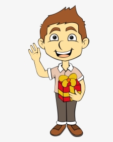 Gift Big Image Png - Boy With Present Clipart, Transparent Png, Transparent PNG