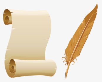 Scrolled Paper And Quill - Old Paper, HD Png Download, Transparent PNG