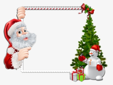 Transparent Snowmen Clipart - Santa Christmas Border Clipart, HD Png Download, Transparent PNG