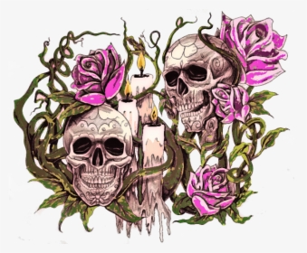 What Is The Meaning Of A Skull And Rose Tattoo Youtube - Candle And Skull Tattoo Meaning, HD Png Download, Transparent PNG