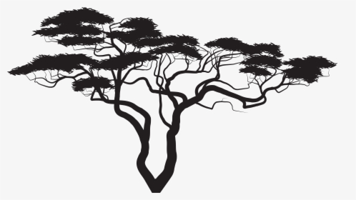 Exotic Tree Silhouette Png Clip Art Image - African Tree Silhouette Png, Transparent Png, Transparent PNG