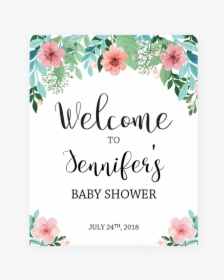 Floral Shower Welcome Sign Printable By Littlesizzle - Printable Baby Shower Predictions, HD Png Download, Transparent PNG